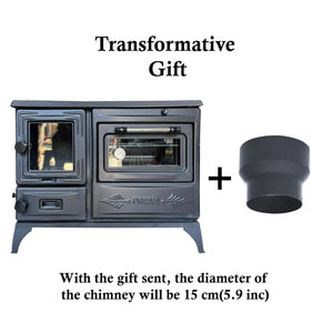 Black Cast Iron Burning Fireplace Wood Stove - CastingFire