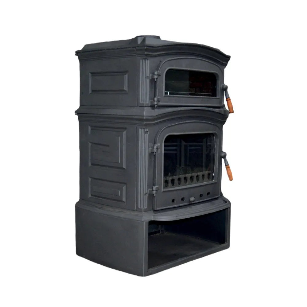 Black Cast Iron Stove Burning Fireplace Wood Stove - CastingFire