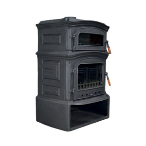 Black Cast Iron Stove Burning Fireplace Wood Stove - CastingFire