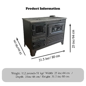 Black Cast Iron Stove with Oven - CastingFire