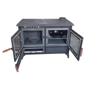 Black Cast Iron Stove with Oven Durable Cast Iron Fireplace - CastingFire