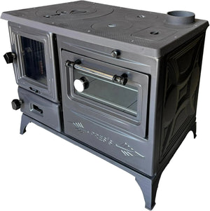 Black Cast Iron Wood Stove Pipe Set - 3 Straight Pipes + 1 Elbow Pipe - TheCastingFire