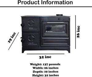 Black Cast Iron Wood Stove Pipe Set - 3 Straight Pipes + 1 Elbow Pipe - TheCastingFire