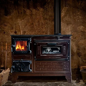 Cast Iron Stove with Oven - Brick Lined Fireplace - CastingFire