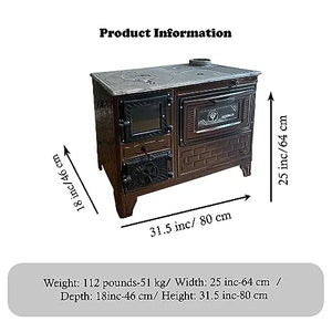 Cast Iron Stove with Oven - Brick Lined Fireplace - CastingFire