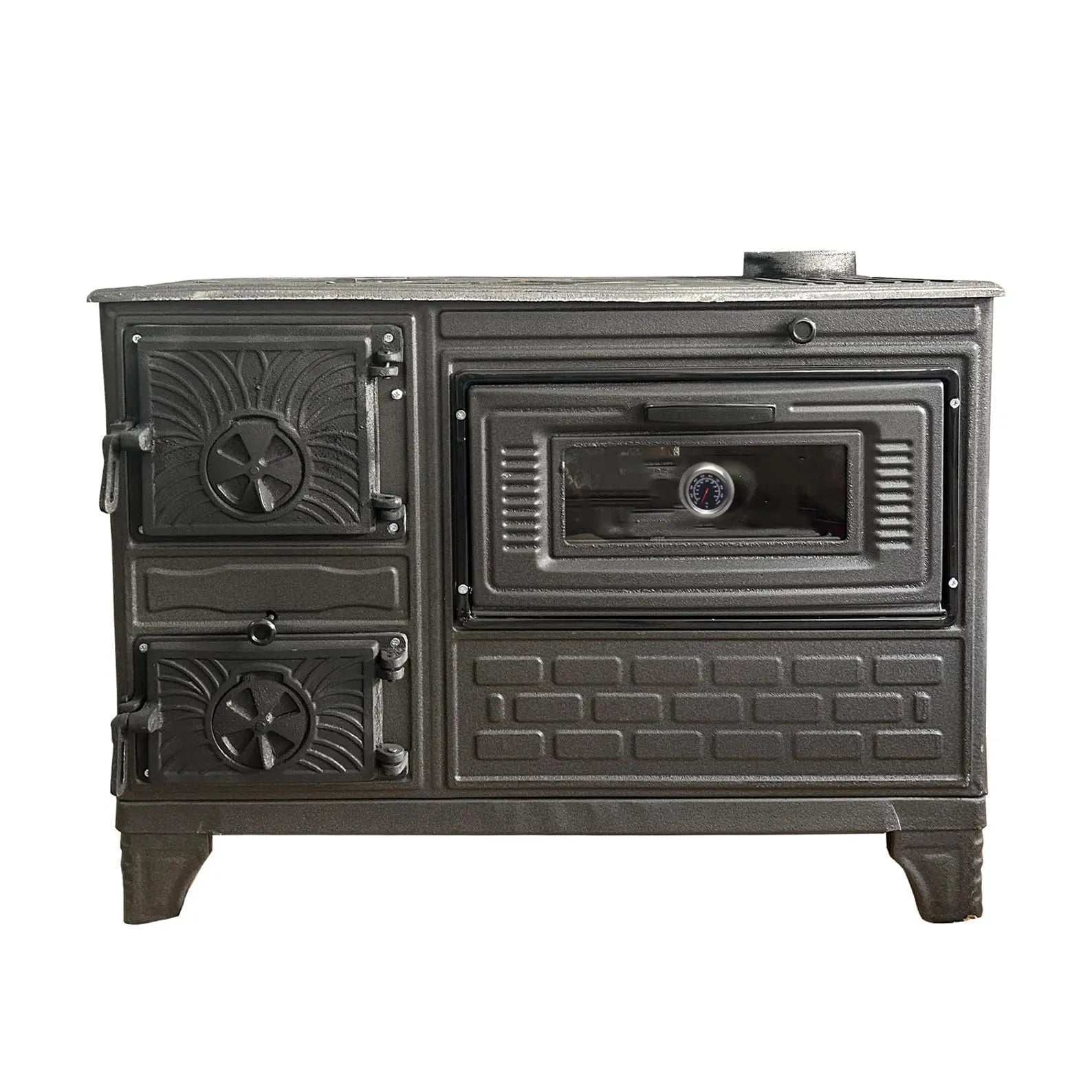 Cast Iron Stove with Oven - Brick Lined Fireplace - CastingFire