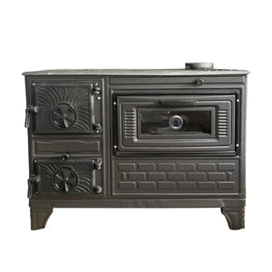 Cast Iron Stove with Oven - Brick Lined Fireplace - CastingFire