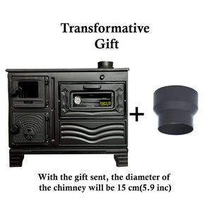 Cast Iron Wood Stove with Oven Black - CastingFire