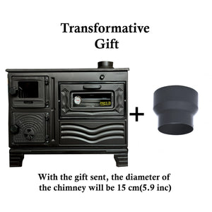 Cast Iron Wood Stove with Oven Black - CastingFire