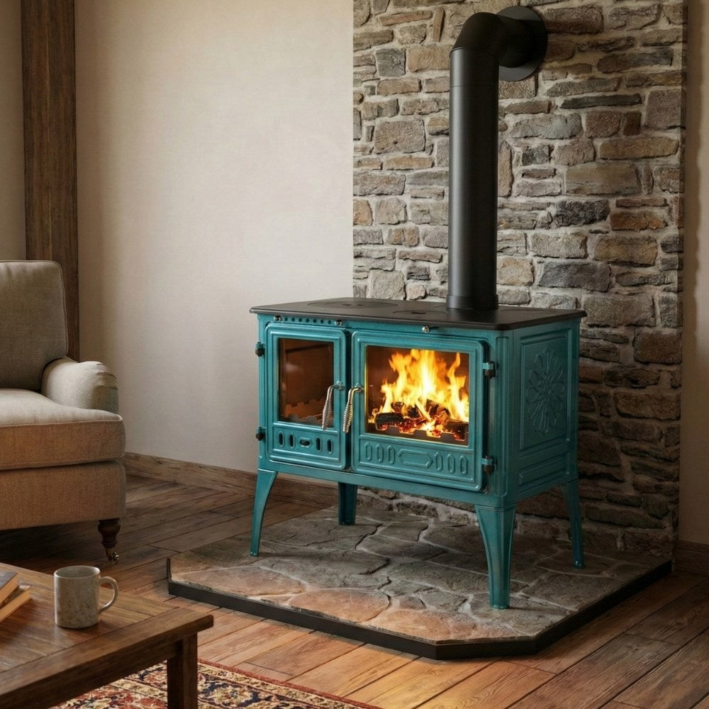 Cast Iron Vintage Stove Blue