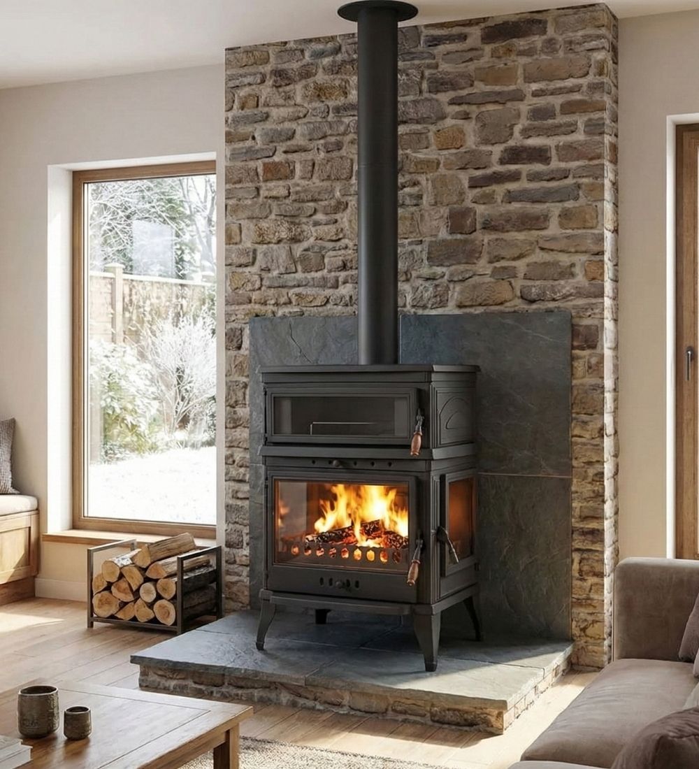 Burning Fireplace Wood Stove Cooker Stove Farmhouse Stove With Oven Fire Pit Gift