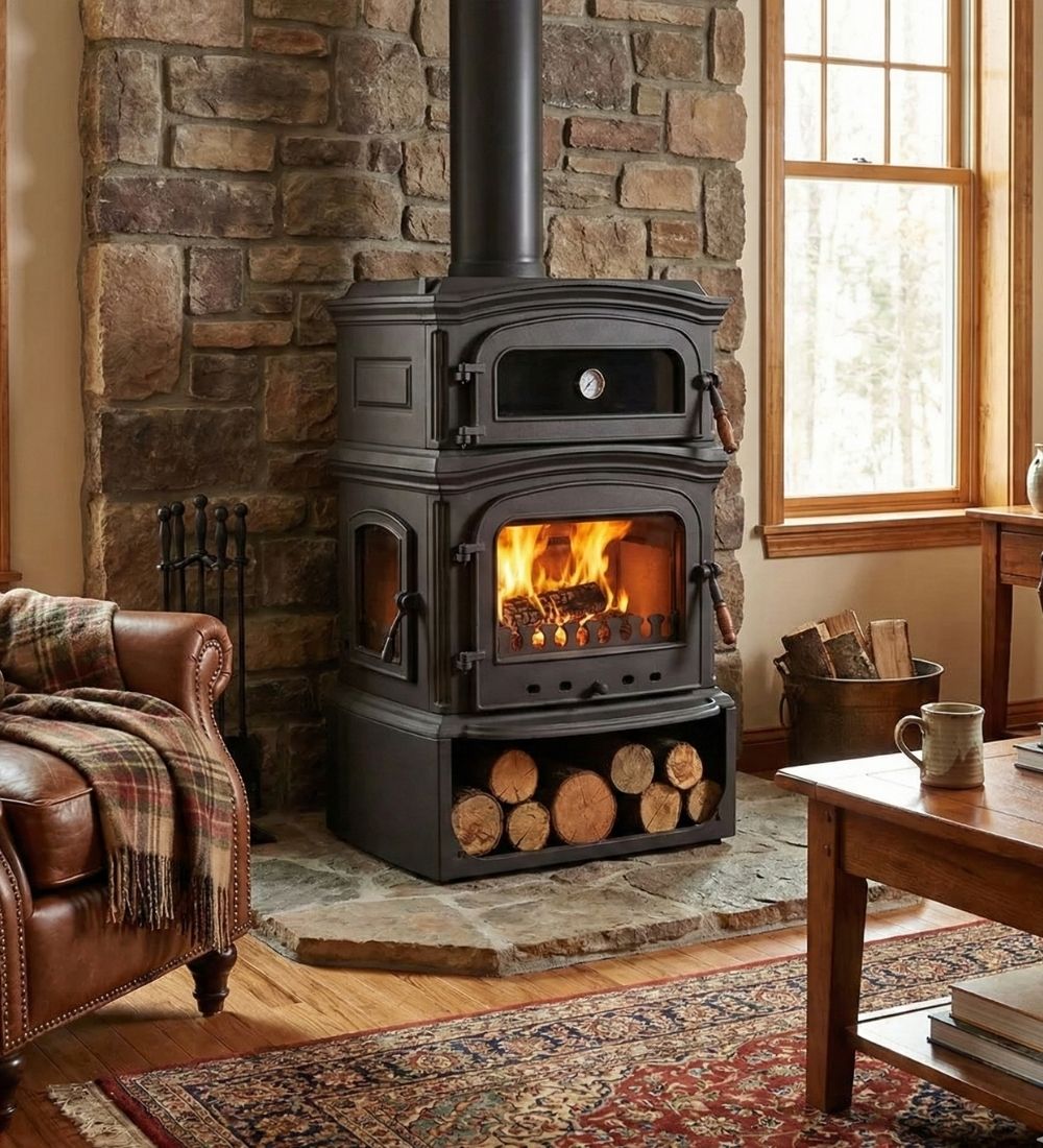 Burning Fireplace Wood Stove Cooker Stove Farmhouse Stove With Oven Fire Pit Gift