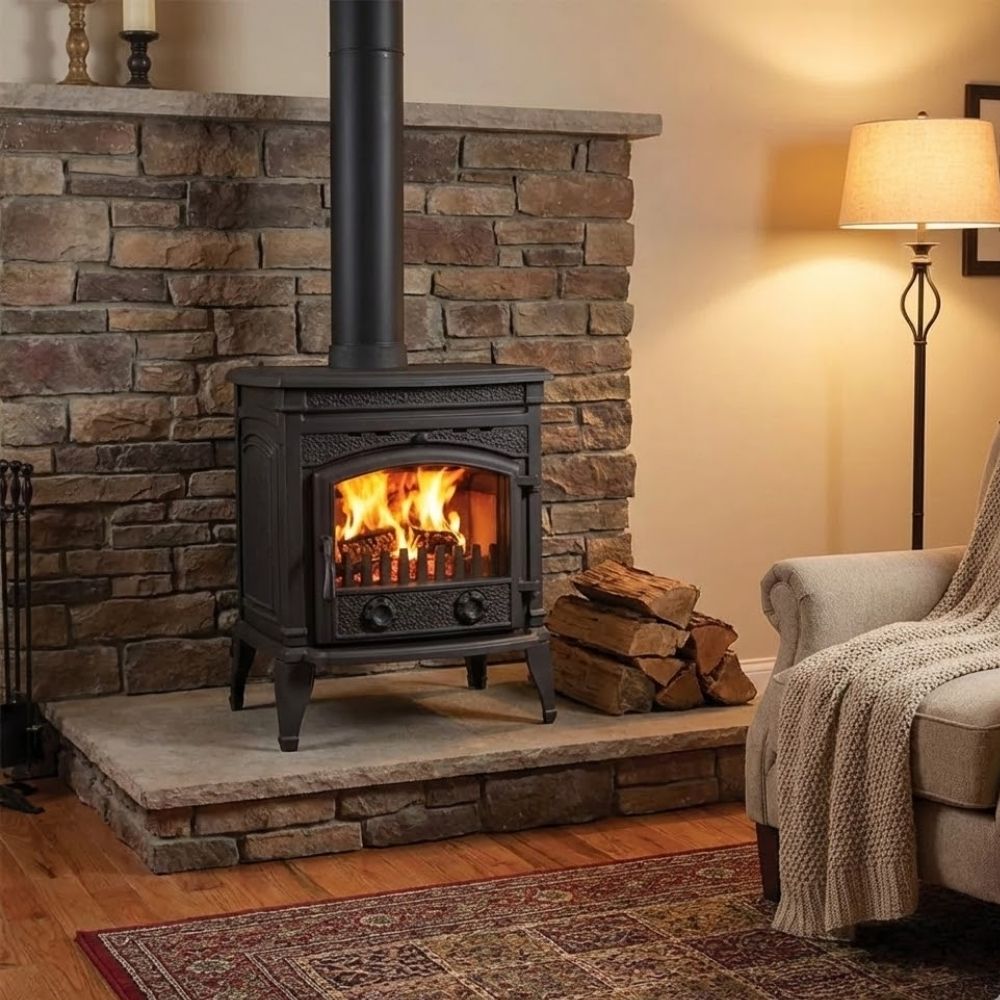 Cast Iron Stove with Oven | Durable Outdoor Cooking Stove for Tiny Homes