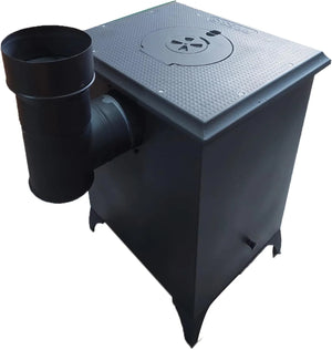 Colorful Cast Iron Wood Stove Pipe Set 3 Straight Pipes + 1 Elbow Pipe - TheCastingFire