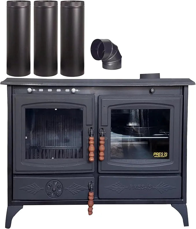 Colorful Cast Iron Wood Stove Pipe Set 3 Straight Pipes + 1 Elbow Pipe - TheCastingFire