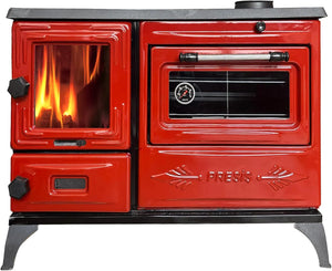 Colorful Red Cast Iron Wood Stove Pipe Set - 3 Straight Pipes + 1 Elbow Pipe - TheCastingFire