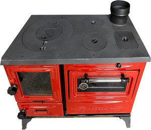 Colorful Red Cast Iron Wood Stove Pipe Set - 3 Straight Pipes + 1 Elbow Pipe - TheCastingFire