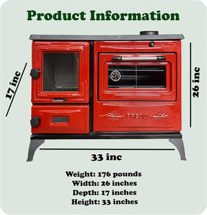 Colorful Red Cast Iron Wood Stove Pipe Set - 3 Straight Pipes + 1 Elbow Pipe - TheCastingFire