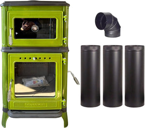 Colorful Cast Iron Wood Stove Pipe Set 3 Straight Pipes + 1 Elbow Pipe - TheCastingFire