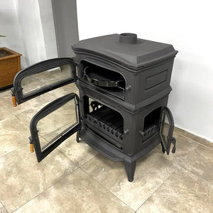 Glass Cast Iron Stove with Side Cover - CastingFire