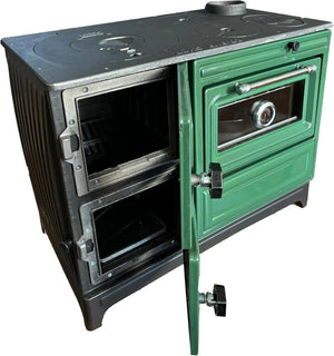 Green Cast Iron Wood Stove Pipe Set - 3 Straight Pipes + 1 Elbow Pipe - TheCastingFire