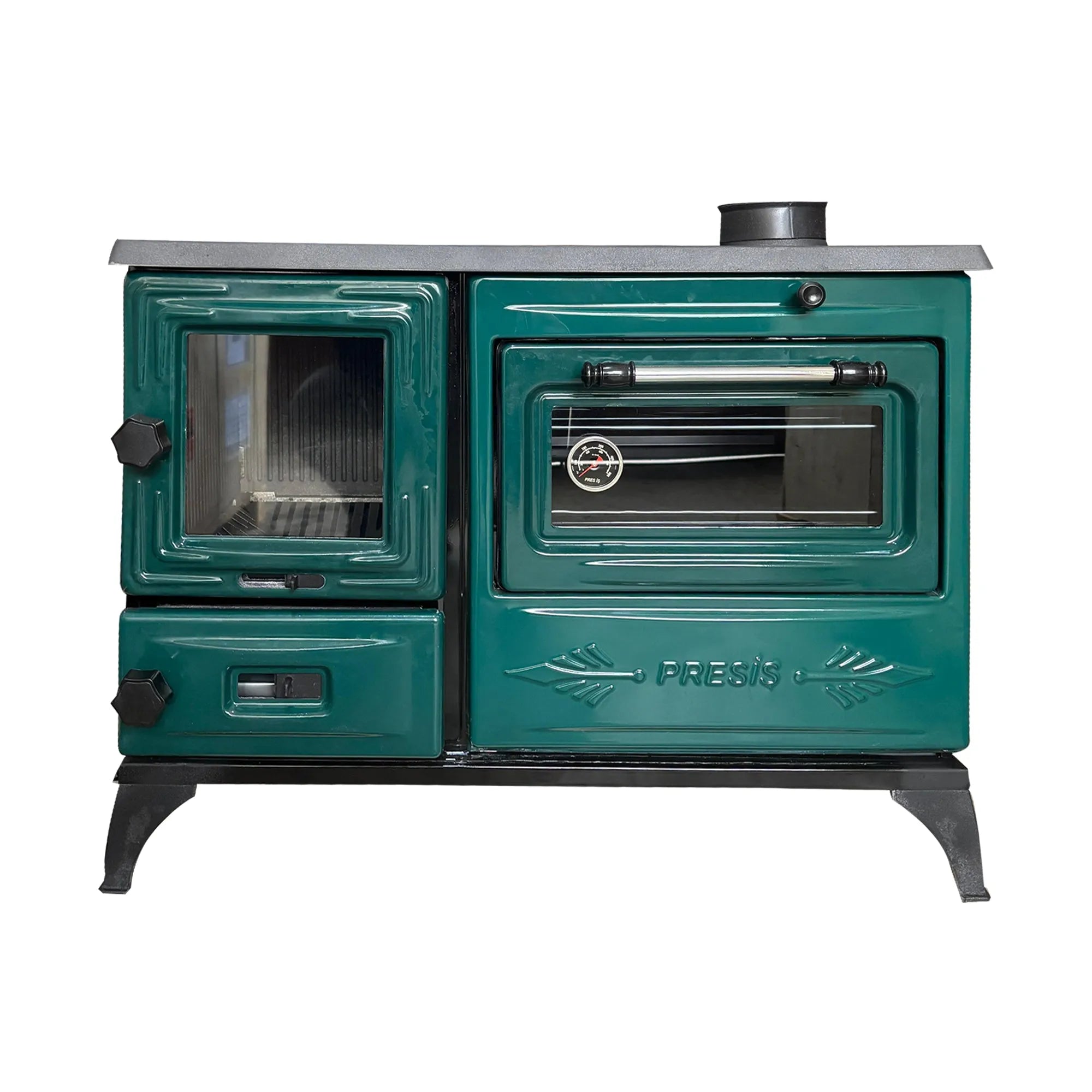 Green Cast Iron Wood Stove - TheCastingFire