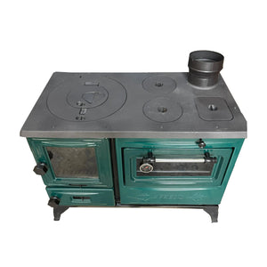 Green Cast Iron Wood Stove - TheCastingFire