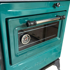 Green Cast Iron Wood Stove - TheCastingFire