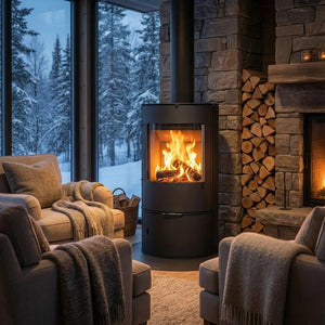 Modern Cylindrical Wood Burning Stove - Nominal Heat Power: 8.84 kw - TheCastingFire