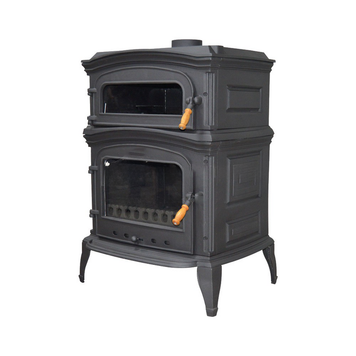 Black Cast Iron Stove, Burning Fireplace Wood Stove Cooker Stove