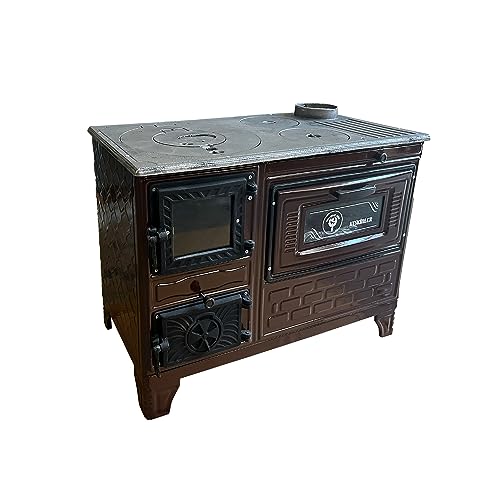 Cast Iron Stove with Oven - Brick Lined Fireplace