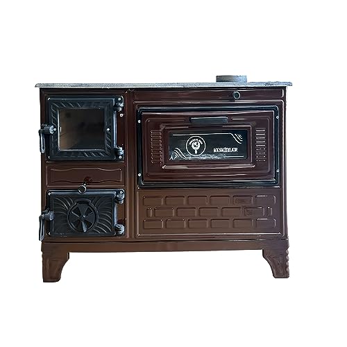 Cast Iron Stove with Oven - Brick Lined Fireplace