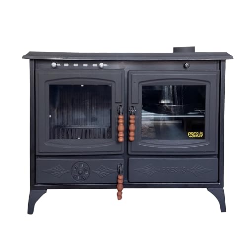 Black Cast Iron Stove with Oven Durable Cast Iron Fireplace