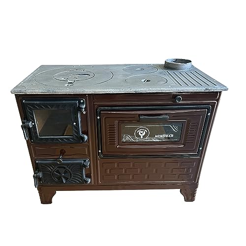 Cast Iron Stove with Oven - Brick Lined Fireplace