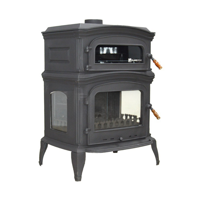 Burning Fireplace Cooker Wood Stove