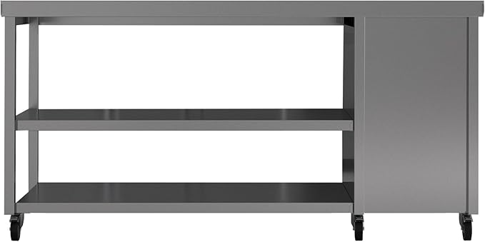 Stainless Steel Prep Table with Drawers and Wheels - Commercial Kitchen Work Table with Backsplash and Under Shelf - Heavy Duty Commercial Work Station for Restaurant, Hotel (55x23x33 inches)