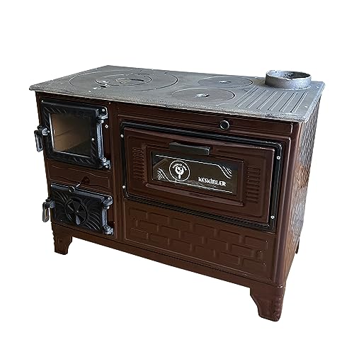 Cast Iron Stove with Oven - Brick Lined Fireplace