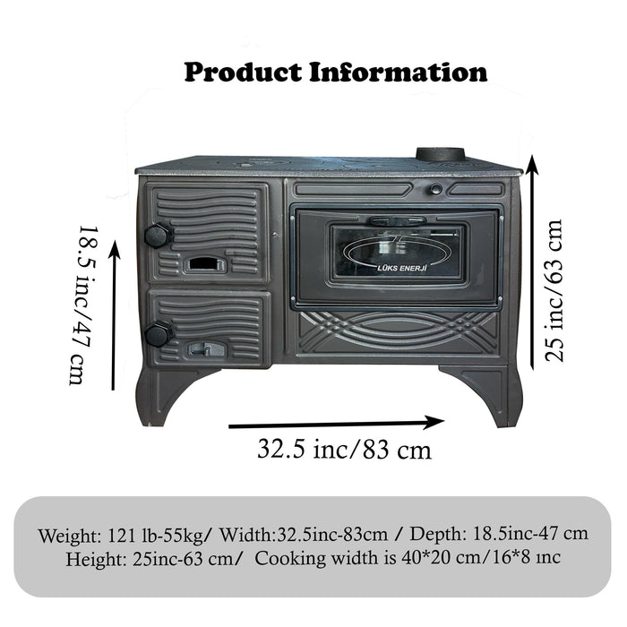 Brick Lined Fireplace Cast Iron Stove With Oven