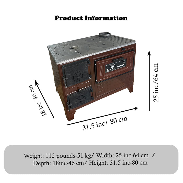 Cast Iron Stove with Oven Cast Iron Fireplace Brown