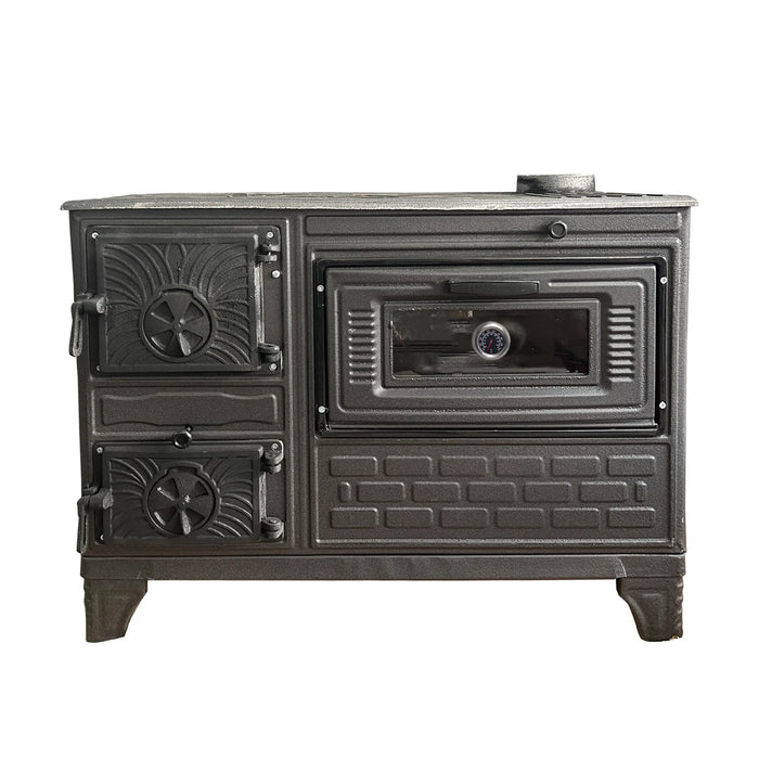 Cast Iron Stove with Oven - Brick Lined Fireplace