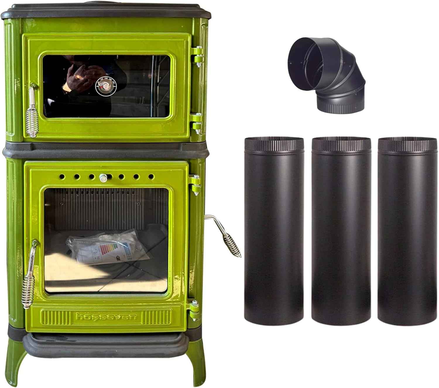 Colorful Cast Iron Wood Stove Pipe Set 3 Straight Pipes + 1 Elbow Pipe