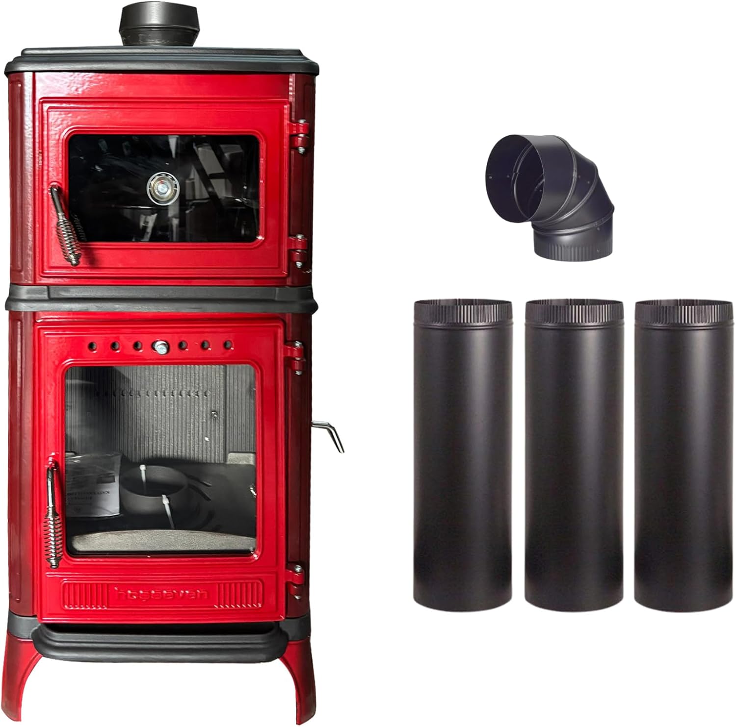 Colorful Cast Iron Wood Stove Pipe Set 3 Straight Pipes + 1 Elbow Pipe