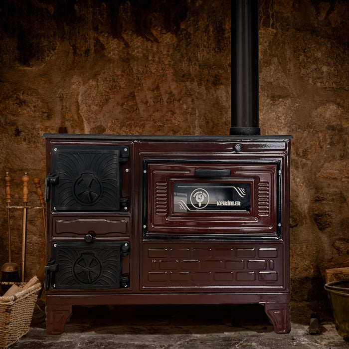 Cast Iron Stove with Oven Cast Iron Fireplace Brown