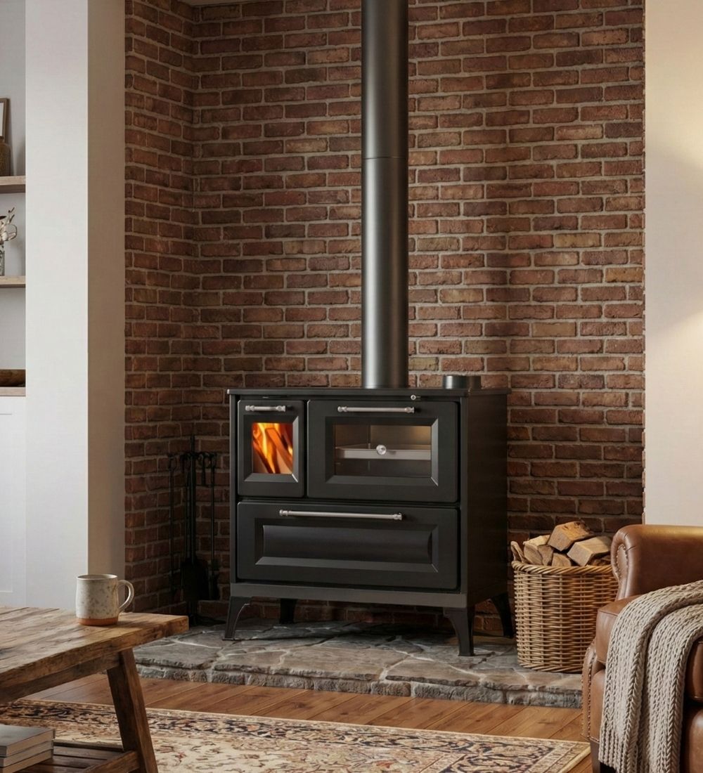 Enamel Cast Iron Wood Burning Stove