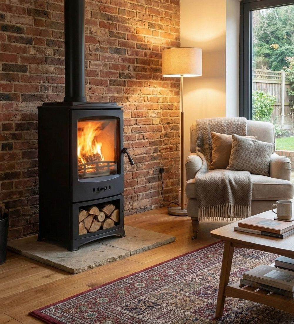 Cast Iron Stove with Wood Burner Side Cover