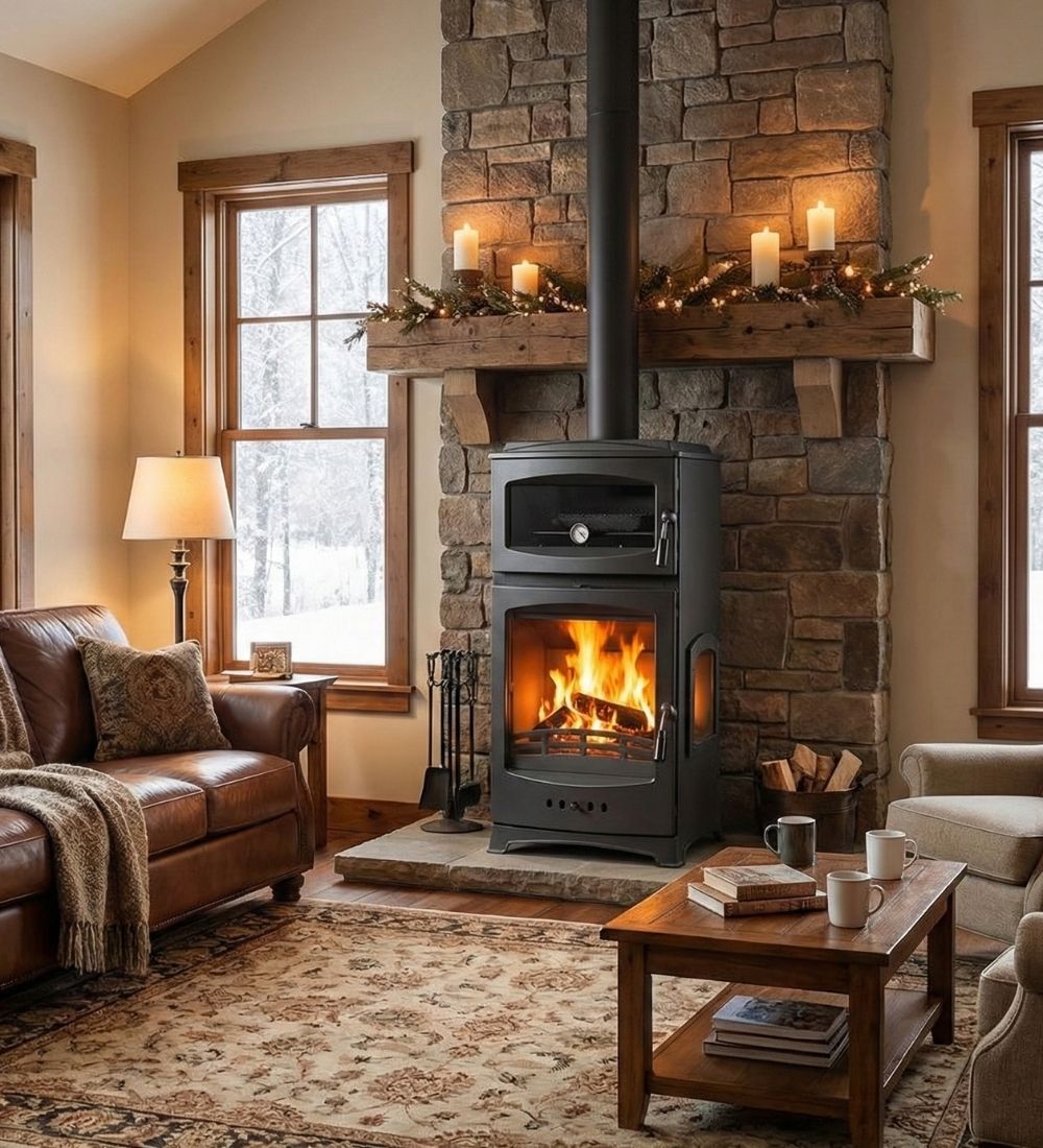 Cast Iron Stove with Lux Oven Side Cover