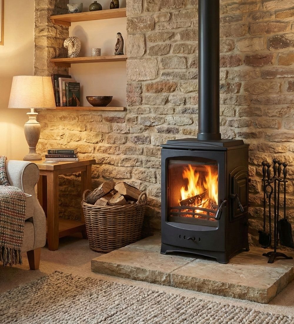 Burning Fireplace Wood Stove Cooker Stove