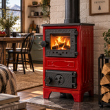 Portable  Red Wood Burning Stove – Compact Cabin & Camping Cook Stove