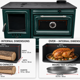 Green Cast Iron Burning Fireplace Wood Stove Anatolian Green