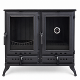 MEGA Black Cast Iron Stove with Oven Durable Cast Iron Fireplace  Largest Firebox & Cooking Oven in Its Class